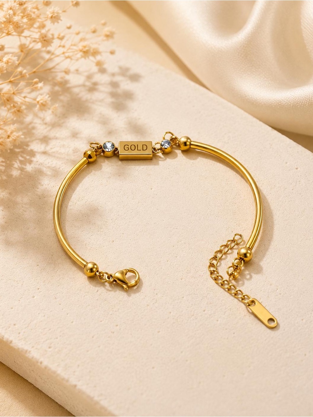Gold-Tone Women's Bracelet with Crystal Accents